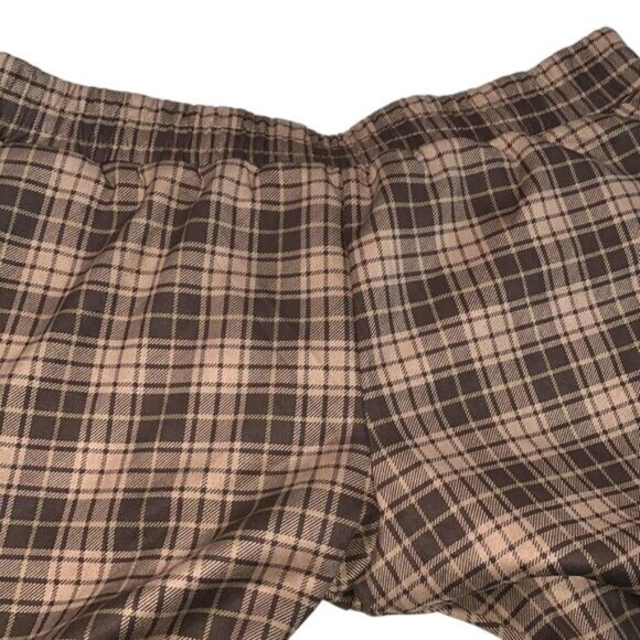 Classic Concepts Plaid Brown/Beige Elastic Waist Pants 2XL Polyester/Spandex Str - Picture 4 of 8